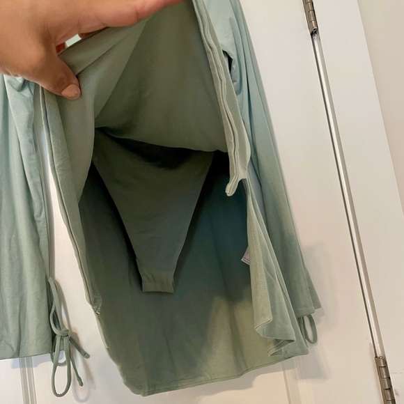 Square Neck Long Sleeve Mini Dress in Sage - Picture 5 of 5